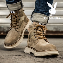 Playboy Boy Shoes Spring Autumn Season 2022 New High Bunch Shoes Mens Korean Version Trendy Sports Thick Undernet Red Martin Boots