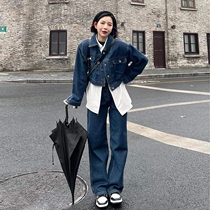 Early Spring Big Code Womens Dress 2022 New Summer Advanced Senses Jacket Salt Ensemble Wear A Light Cooked Blouse Jeans Two Suits