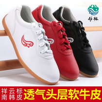Jinji Tai chi shoes mens leather soft beef tendon bottom martial arts shoes spring and summer Xiangyun Taijiquan practice shoes sports shoes women