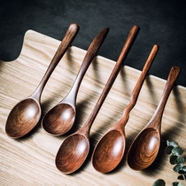 Japanese wooden spoon Long handle wooden spoon Porridge spoon Household childrens porridge spoon Soup spoon Honey spoon