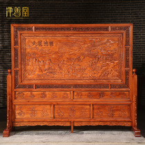 Living room partition screen Dongyang wood carving company office feng shui shield solid wood Chinese antique porch screen home