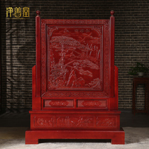 Modern Chinese living room entrance partition solid wood foyer shielding Dongyang wood carving home door mobile screen decoration