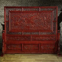 Chinese style retro solid wood carved camphor wood living room Hall porch partition double-sided hollow floor seat screen insertion screen