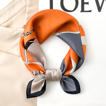 Orange silk silk small square towel triangle silk female spring and autumn with shirt guardneck neck scarf 50x50