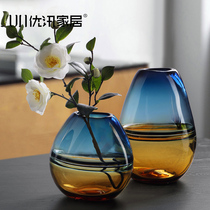 2021 new high-end light luxury gradient Glass Vase ornaments living room flower arrangement table hydroponic flower decorations