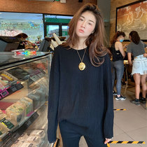 Early autumn black aged long sleeve T-shirt women design sense minority 2021 New Tide loose Super fire top ins summer