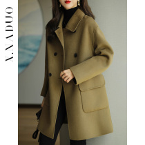 Korean version of loose double-sided velvet coat women 2021 autumn and winter New long high-end wool woolen coat temperament Leisure