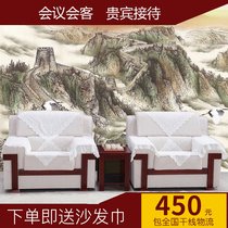 VIP Reception Room Meeting Sofa Cloth Art Removable sofa Office sofas tea table Composition White single trio