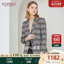 SCOFIELD Womens Year Winter temperament design feel wool warm blend modern vintage v-neck suit jacket