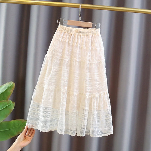 Летняя детская кружевная юбка на девочку, подходит для подростков, в западном стиле