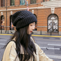 Oversized version of wool cap childrens warm earrings in autumn and winter casual Joker knitted cap loose pile cap