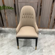 Modern simple light luxury solid wood chair Soft bag leather chair Fabric Hotel dining chair backrest armchair New Chinese style