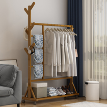  Coat rack Simple clothes rack Floor-to-ceiling indoor folding hanger Household bedroom clothes storage rack cabinet