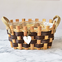 diy flower basket European-style pastoral rattan flower table storage flower basket decoration creative personality green plant succulent flower pot