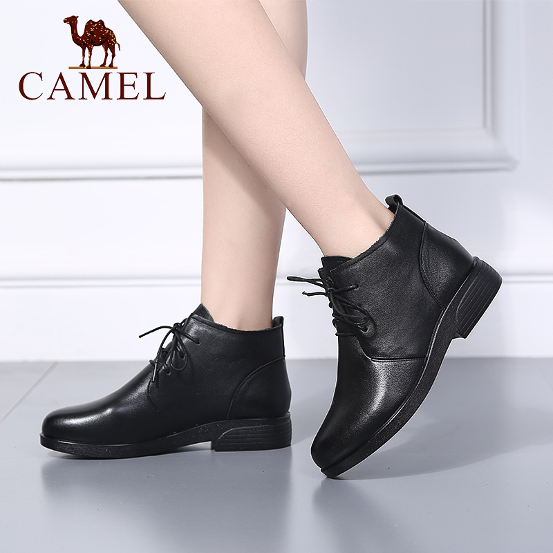 Camel/Camel Genuine Shoes 19 Autumn New Genuine Leather Single Layer Shoes Fashionable Leisure Martin Boots and Girls Boots