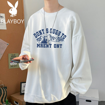 Playboy round neck sweater mens 2021 spring and autumn new trend youth printing long-sleeved base shirt mens clothing
