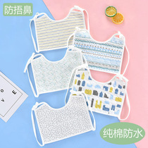 Baby bib spring and summer cotton square shoulder tie-up bib newborn childrens rice pocket baby waterproof saliva towel