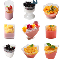Fruit Cube Cup dessert table mousse cup oblique pudding jelly cup square disposable plastic creative with lid