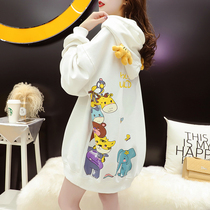 Pregnancy Woman Dress Spring New long sleeves T-shirt slim fit Loose Necrotsuit Fat Mm Big Code Loose Mid-Length Jacket