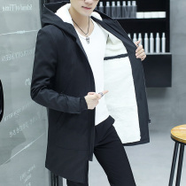 Trench coat men long plus velvet padded men fashion casual cashmere coat 2021 autumn and winter New Large size coat