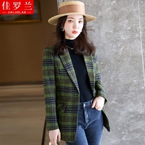 Plaid blazer womens new light-cooked style goddess Fan Yangqi waist thin small suit top