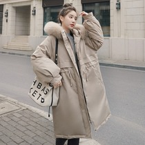 Large size cotton-padded clothing real shot female long 2021 Winter fat mm thick pregnant womens cotton padded jacket tide Korean coat