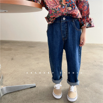 senbaby childrens autumn new trousers children in the big child version of good loose casual Joker straight jeans