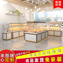 Bread cabinet curved glass mid-island cabinet side cabinet cake shop shelf display case display cabinet commercial counter bread rack