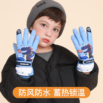 Childrens gloves winter snow boys and girls plus velvet thick cycling riding windproof and cold warm ski gloves