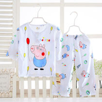 Childrens pajamas Summer thin girls short-sleeved cotton air-conditioned clothes Girls home clothes set female baby boy summer