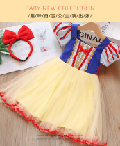Girls dress spring and autumn snow white skirt long sleeve childrens gauze dress 2021 New ice snow princess dress