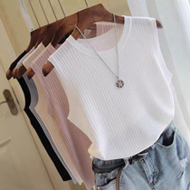 2021 spring and autumn interior Vest Womens outer wear tide T-shirt sleeveless knitted top loose size base shirt sling summer