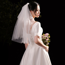 New plain yarn bridal veil main wedding headwear Super Xiansen series photo props licensed short puffy head yarn