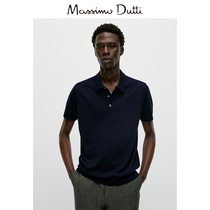 Massimo Dutti Mens Clothing 2022 Spring Summer New Products Hide Cyan Pure Cotton Short Sleeves Workout Type Polo Shirts 00940312401