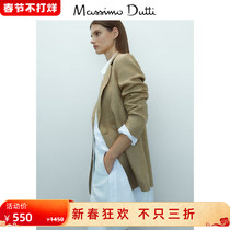 Fall winter discount Massimo Dutti women's dress with single button linen texture ladies commuter wind suit jacket 06024564710