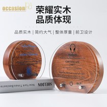 Solid Wood medals customized DIY trophy honors commendation competition staff acrylic UV Crystal lettering
