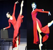 Adult White Red modern ballet dance clothes elegant modern dance dress performance costume special can be customized
