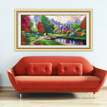 ks十字绣精准印花大幅山水画客厅新款油画风景画y612401流光溢彩