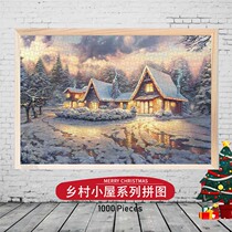 Oil Painting Puzzle 1000 Pieces Winter Days Snow View Cottage Healing Ensemble Scenery Pastry Time Decompression Tide Play Adults