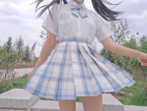 Leisure time stories original jk uniform dress dress white cloud fudge female new summer students Daily academic style