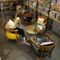 Leisure cafe table and chair combination card holder milk tea shop dessert shop dining furniture solid wood reception negotiation sofa chair