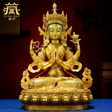 古铜 仏像 時代 觀音像 銅鎏金 铜鎏金观音-铜鎏金