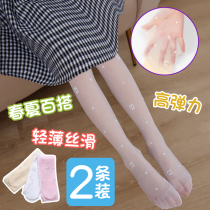 Summer childrens stockings ultra-thin transparent girl pastel pantyhose white dance cute leg socks and pantyhose