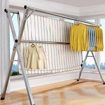  Stainless steel clothes rack floor folding indoor and outdoor clothes rack double pole balcony clothes rack X-type simple clothes rack