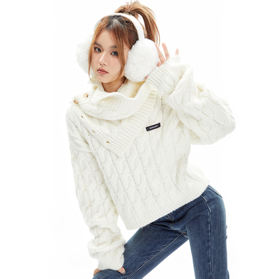 taobao agent Colored knitted sweater, winter scarf, fashionable set, 2022, western style