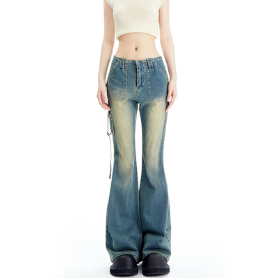 taobao agent Retro jeans, fitted megaphone, autumn, high waist