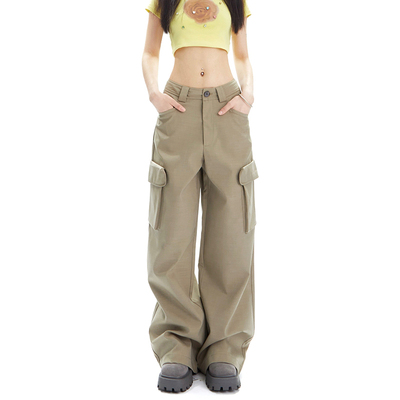 taobao agent APEA American hot girl low -waist workmanship 2023 Summer new loose straight straight leisure vertical wide -leg pants j