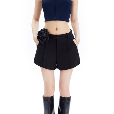 taobao agent APEA Rose lace -up casual short pants female 2023 summer hot girl low waist, thin legs long legs hot pants J