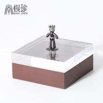 Home model room living room Curry color super fiber leather desktop square storage box advanced soft decoration