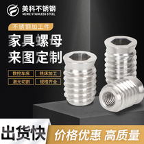 304 stainless steel internal and external teeth embedded nut furniture nut hexagon countersunk head nut embedded wood nut with medium